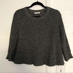 Madewell 3/4 Sleeve Grey Knit Sweater